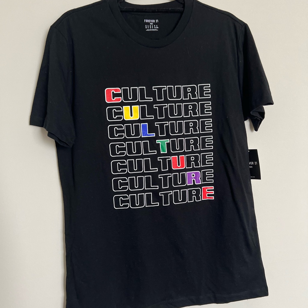 Forever 21 Black Short-Sleeve Tee With Multicolored 'Culture' Graphic